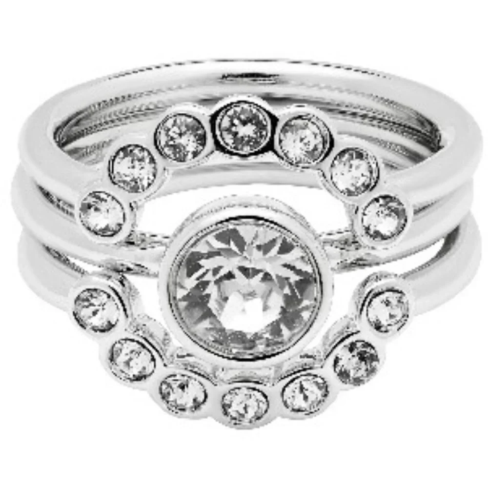 💕TED BAKER LONDON💕 Silver Cadyna Concentric Crystal Ring S/M NWT